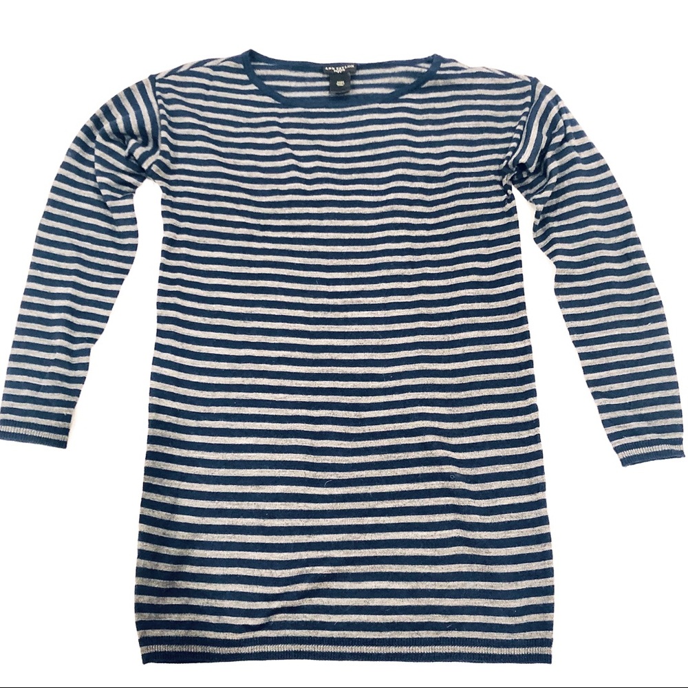 Ann Taylor Navy Grey Striped knitted top